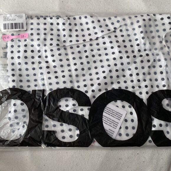 ASOS DESIGN MINI SLIP DRESS IN BLACK SPOT PRINT-MULTI US 10 - Picture 4 of 7